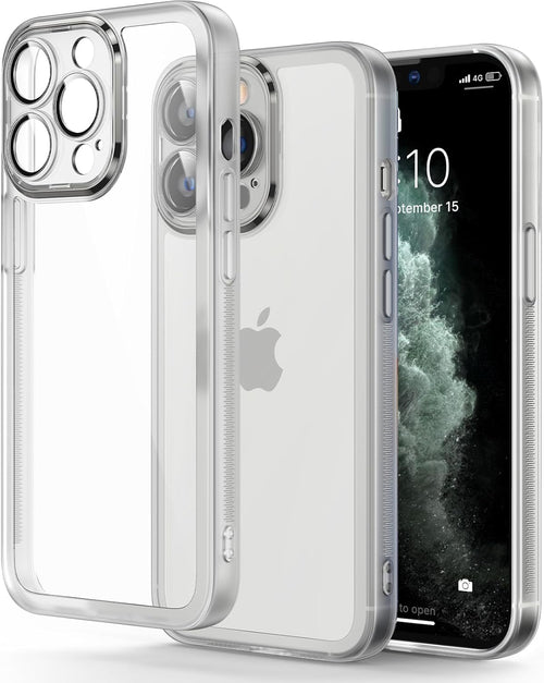 Honeyview Colored Clear Case for iPhone 11 Pro Max with Matte Border, Non-Yellowing, Shockproof, Clear Back, Phone Cover for Apple iPhone 11 Pro Max - White