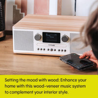 Pure Classic C-D6 Music System (CD Player, DAB+/FM, Bluetooth, AUX, USB, Alarm Sleep Timer) Cotton White/Oak