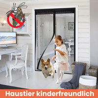 DIKER Magnetic Fly Screen Door, Fly Nets for Doors 100 X 230cm, Door Fly Screen, Screen Mesh Insect Protection Door No Gap, Easy to Install Without Drilling, Keep Bugs Out Lets Fresh Air in, Black