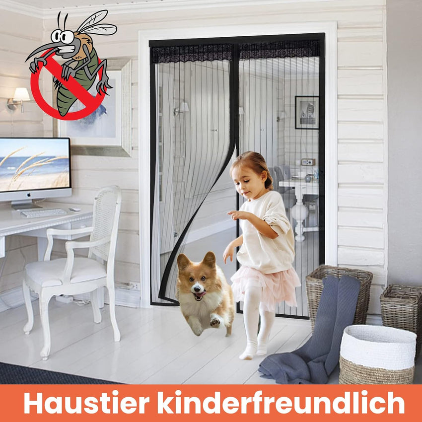DIKER Magnetic Fly Screen Door, Fly Nets for Doors 100 X 230cm, Door Fly Screen, Screen Mesh Insect Protection Door No Gap, Easy to Install Without Drilling, Keep Bugs Out Lets Fresh Air in, Black