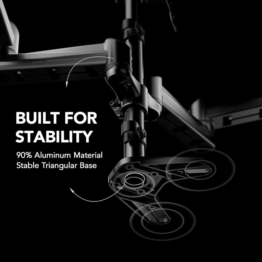 HUANUO Triple Monitor Stand Desk Mount for 17-32 Inch Screens, Adjustable Arms With Tilt, Swivel, 2 Mounting Bases, Each Arm Holds up to 8KG, VESA 75x75 100x100 Gaming