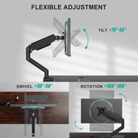 WALI Single Monitor Arm for 17-34 inch Screens, Ergonomic Gas Spring Monitor Arm Desk Mount up to 12 kg, Adjustable Computer Monitors Stand with Clamp and Grommet Base, VESA 75/100mm (GSMP001N), Black