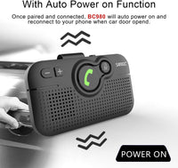 SUNITEC Hands Free Car Phone Kit Bluetooth 5.1, AUTO Power ON, Support Siri Assistant, Voice Guidance, 3W Speaker, Bluetooth Car Phone Hands Free Kit with Visor Clip-BC980P