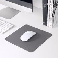 SenseAGE Slim Mouse Mat for Home/Office, Portable Mouse Pad for Computer & Laptop, Fabric Style Vegan Leather, Non-Slip Base, Compatible with Laser and Optical Mouse, 22 x 22cm (Light Grey)
