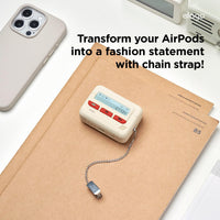 elago Pager Case Compatible with AirPods Pro 2, Retro Designed Case Cover with Chain Strap, USB-C/Lightning Cable (Classic White)