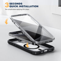Diaclara Magnetic Designed for iPhone 15 Pro Case [Compatible with MagSafe], 360Â° Full Body Case with Screen Protector + Camera Lens Protector for iPhone 15 Pro 6.1" (Black)