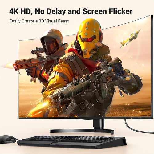 UGREEN 4K Displayport to HDMI Cable 6.6FT Uni-Directional Braided DP to HDMI Lead Aluminium Male to Male Multi-Screen Gaming Compatible with Monitor, Projector, HDTV, Dell Laptop, HP, AMD, NVIDIA (2M)