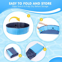 Nobleza Dog Pool Extra Large Foldable Pet Dog Paddling Swimming Pool for Dogs Puppy Portable PVC Non-Slip Outdoor Dogs Bathing Tub for Garden Patio Bathroom 160x30cm Blue