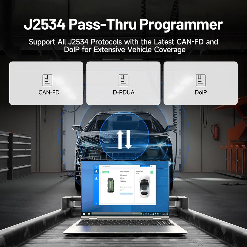 TOPDON RLink J2534 Pass-Thru Programmer, OEM Reprogramming and Diagnostic Tool, Enhanced J2534 VCI, Supports J2534/D-PDU/CAN-FD/DoIP, Compatible with 13+ Vehicle Brands, ONLY with Laptop