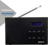 Groov-e Paris DAB & FM Digital Radio - Built-In Alarm Clock & Bluetooth Connectivity - LCD Display - Mains or Battery Operated - Portable Radio - 20 Preset Stations - Black