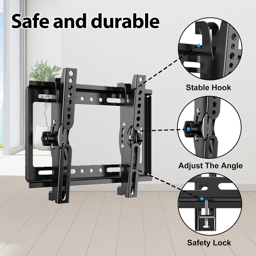 JXMTSPW Tilt TV Wall Bracket for 14-42 inch LCD LED OLED Flat Curved TVs up to 25kg,Low Profile Tilt TV Bracket Max VESA: 200x200mm 16 19 22 24 32 36 40" Ultra Slim Television Mount