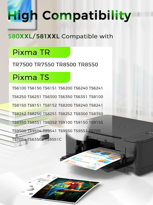 Jettruemedia 12-Pack 580XXL 581XXL Ink Cartridges for Canon PGI-580XL CLI-581XL PGI-580 CLI-581 Ink Compatible with Canon Pixma TS6151 TS6150 TS6250 TS6251 TS6350 TS6351 TS705 TS8350 TR7550 TR8550