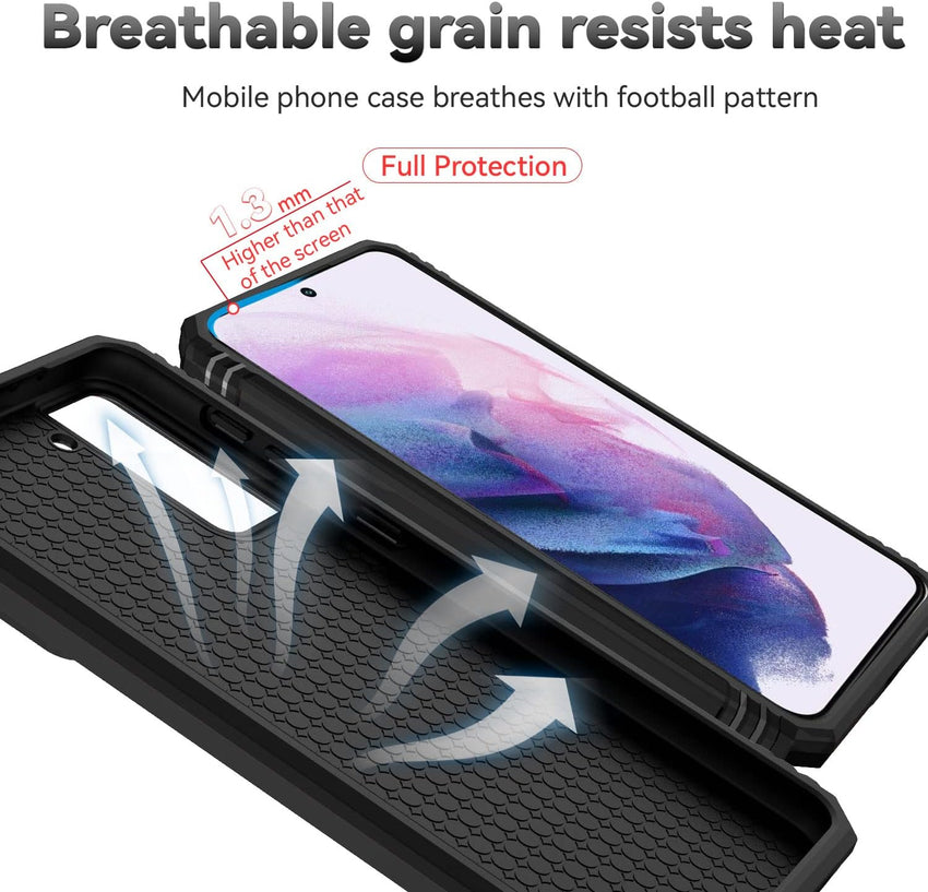 for Samsung Galaxy S21 Plus Case with Camera Lens Cover HD Screen Protector, Military-Grade Drop Tested Magnetic Ring Holder Kickstand Protective Phone Case for Samsung Galaxy S21+ Plus 5G (Black)