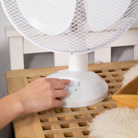 Russell Hobbs 12in Portable Desk Fan 3-Speed Wide-Angled Oscillation â White