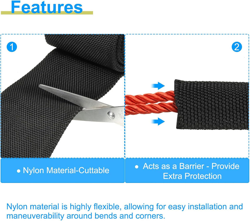 PATIKIL 2.2" Dia 3.3FT Nylon Protective Hose Sleeve, Cable Cover Sheath Protection for Welding Tig Torch Hydraulic Hose, Black