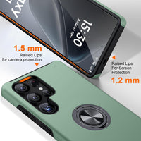 AOUIA for Samsung Galaxy S25 Ultra Case with Stand, Slim Fit Shockproof Case for Samsung S25 Ultra, Full Body Protection Phone Case for Galaxy S25 Ultra-Support Magnetic Car Mount (Alpine Green)