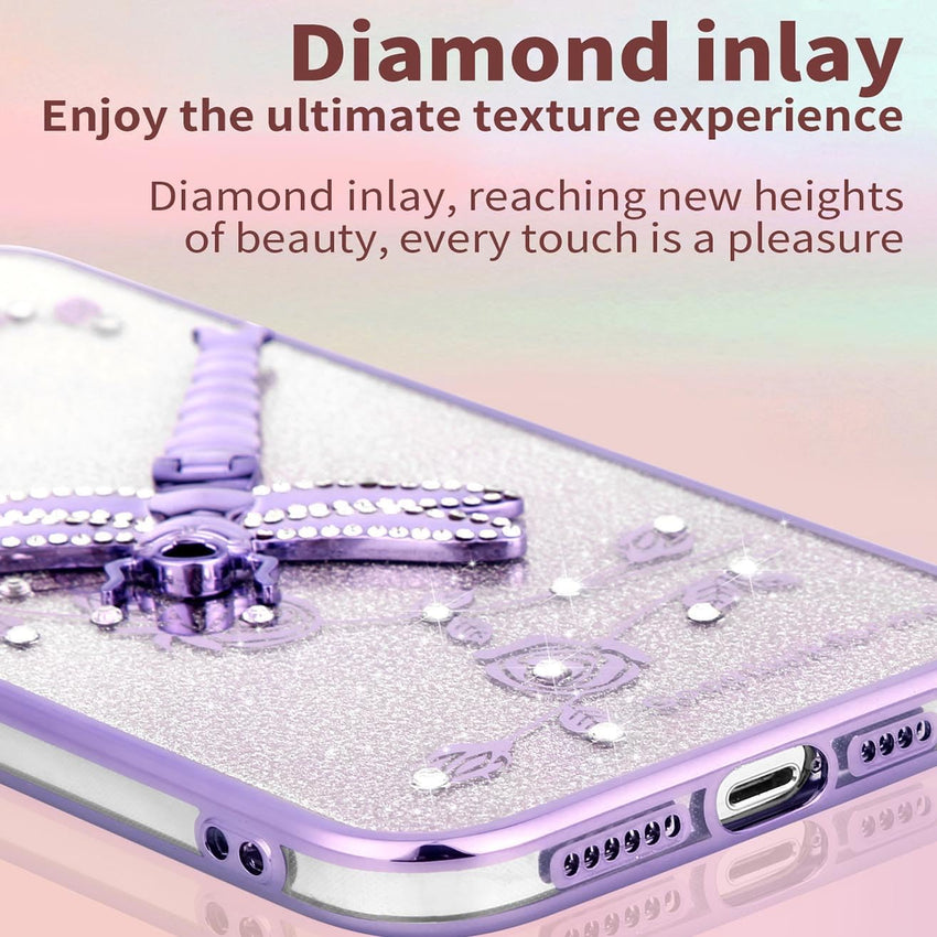 Transparent Glitter Case for Oppo Reno11 F 5G / Reno 11F 5G, Ultra Thin Glitter Bling TPU Shockproof Mobile Phone Case, Shiny Flowers Dragonfly Stand Girl Protective Case Pink