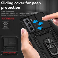 for Samsung Galaxy S21 Plus Case with Camera Lens Cover HD Screen Protector, Military-Grade Drop Tested Magnetic Ring Holder Kickstand Protective Phone Case for Samsung Galaxy S21+ Plus 5G (Black)