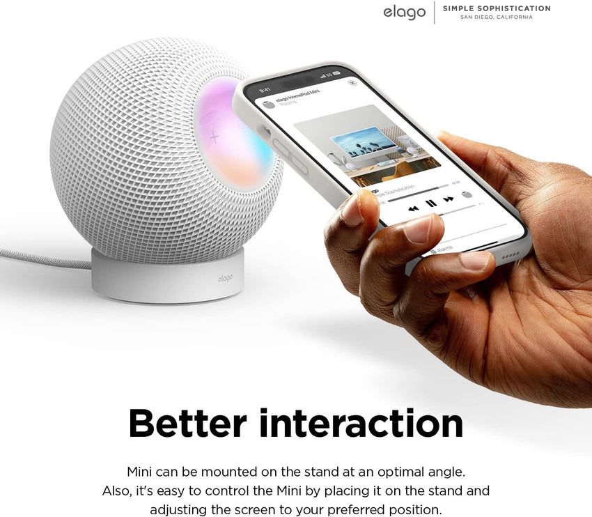 elago Silicone Stand Compatible with HomePod Mini - Proper EQ, Easier to Control with Better Indicator Visibility, Stable Mount, Anti-Slip Stand for Charger (Black)