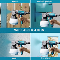Tilswall Paint Spray System Shark 800 HVLP Electric Paint Sprayer with 1300ml Container, 120 DIN-s Paint Spray Gun Electric with 4 Nozzles and 3 Spray Modes for Wall Paints, Fences and Sheds
