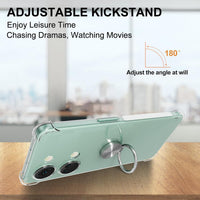 Kickstand Case Compatible with OnePlus Nord 3 5G, Crystal CLEAR Protective Soft TPU Shockproof Case with 360 Degree Magnetic Ring Cover - Silver Ring
