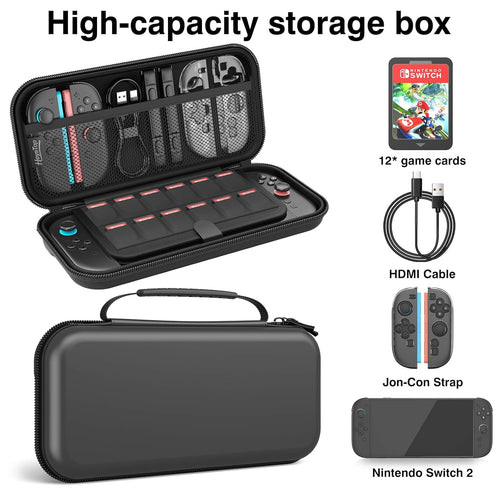 HEYSTOP Case for Nintendo Switch 2 Console Accessories 2025 Latest Model Carrying Case Protective Hard Portable Travel Case Shell Pouch for Nintendo Switch 2 with Soft Interior & Mesh Pocket