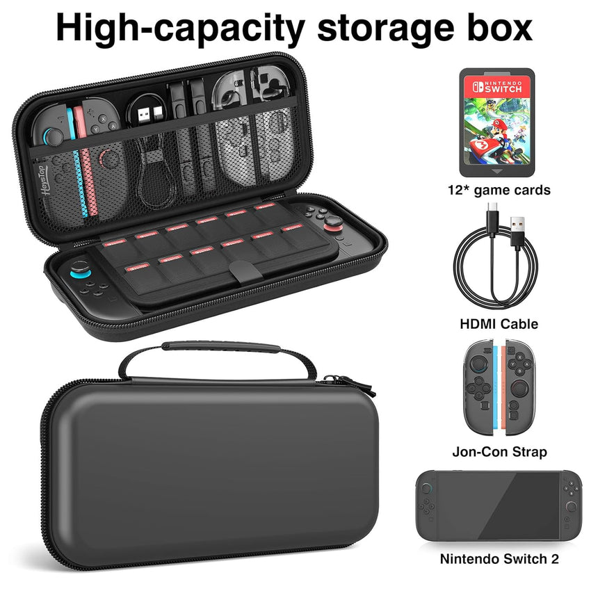 HEYSTOP Case for Nintendo Switch 2 Console Accessories 2025 Latest Model Carrying Case Protective Hard Portable Travel Case Shell Pouch for Nintendo Switch 2 with Soft Interior & Mesh Pocket