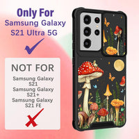 for Samsung Galaxy S21 Ultra Case - [2in1] Women Girls Cute Mushroom Phone Cover Ring Holder Stand Girly Pretty Unique Fashion Slide Camera Cover Design for Samsung S21 Ultra Case 6.8"