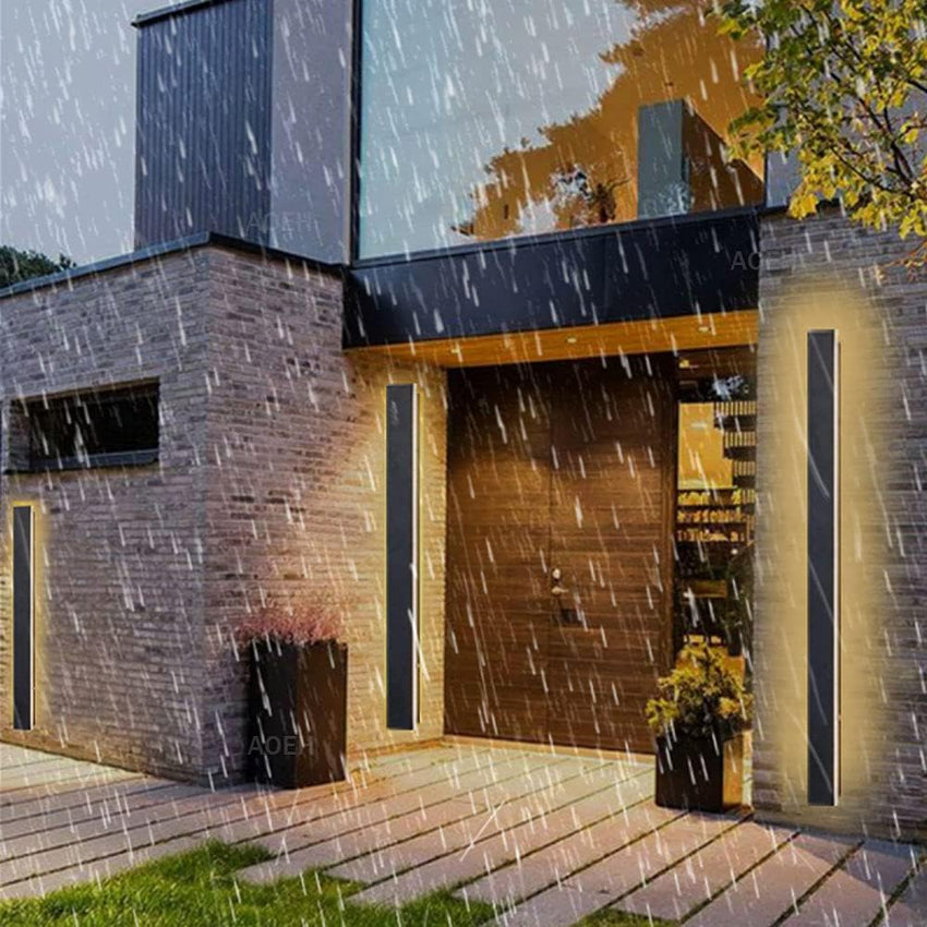 Outdoor Wall Lights LED Black Long Wall Sconce READ DESC Ip65 Waterproof Outside Lights Rectangular Wall Lighting 3000k 45W Aluminum Exterior/Indoor Wall Light For Garden Villa Porch Terraces Garage,125cm*1