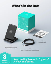 INIU Wireless Charger Stand, 15W Fast Charging Dock Phone Charger, Adaptive LED Wireless Charging Station for iPhone 17 16 15 14 13 12 11 Pro Max, Samsung S23 S22 S21, Google Pixel 8 7 6 etc.