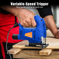 SORAKO 600W Corded Jigsaw for Wood & Metal | 800-3000SPM Electric Jigsaw with 6 Speeds + 3 Orbital Settings | 45ÃÂ° Bevel Cutting, 60mm Wood Cutting Depth