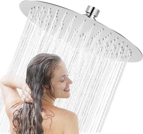 12inch Large Rainfall Shower Head, Fixed Shower Head, Round 304 Stainless Steel Ultra Thin Bathroom Shower Head (12inch)