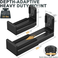 Universal Soundbar Wall Mount Adjustable Depth 9-15.4cm Holds 15kg â Black