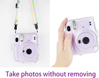 Yosuny Portable Case Compatible with Fujifilm Instax Mini 11 Instant Camera with Adjustable Strap and Storage back pocket (Transparent shell)