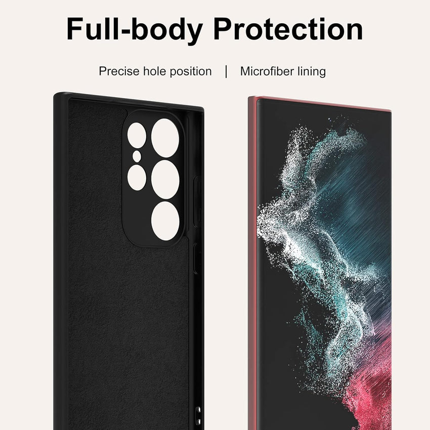 Giolus Designed for Samsung Galaxy S23 Ultra Case,Silicone Slim TPU Back with [Soft Anti-Scratch Microfiber Lining], Shockproof Protective Phone Cover,Black