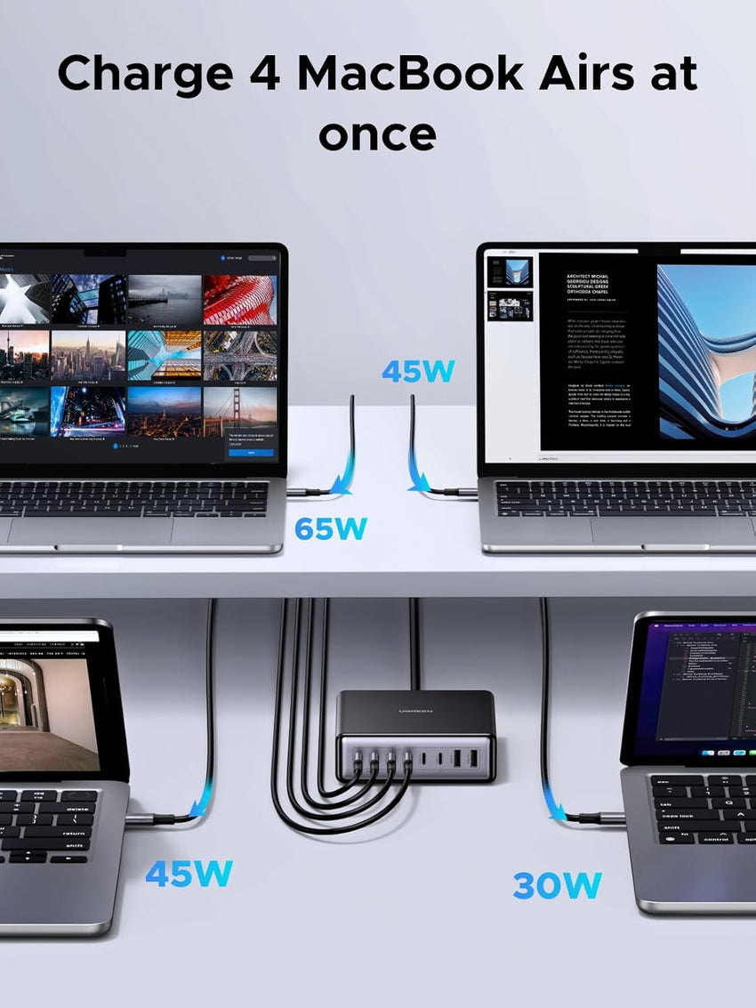 UGREEN USB C Charger 200W 8-Port Charging Station GaN Fast Charger Plug PD 100W Laptop Desktop Charger Support PPS Compatible with MacBook Pro/Air, iPhone 17 Pro/Air/17/16, Galaxy Series, etc