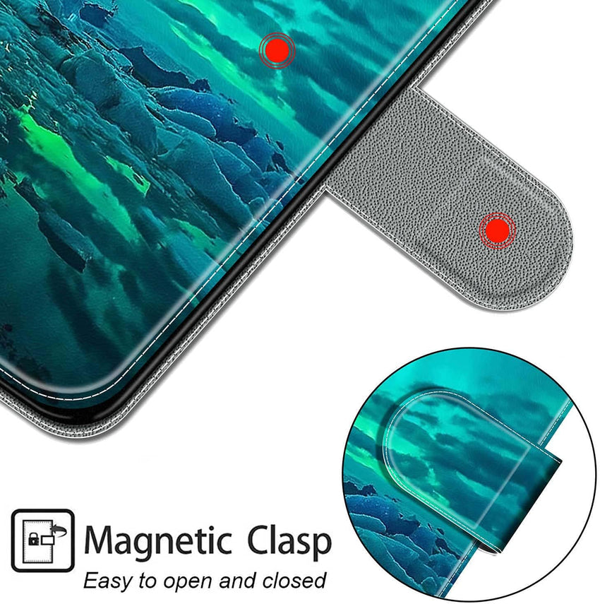 MadBee Compatible with iPhone 11 Case 6.1 Inch, Full Body Colorful Pattern Design Flip Magnetic Detachable PU Leather Wallet Case Cover for iPhone 11 (Aurora)