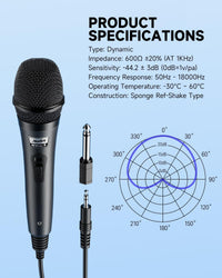 Moukey Dynamic Microphone, Home Karaoke Microphone with 13ft XLR Cable, Cardioid Metal Handheld Wired Mic for Singing/Karaoke/Stage, Compatible w/Speaker/Amp/Mixer/Karaoke Machine, Gray