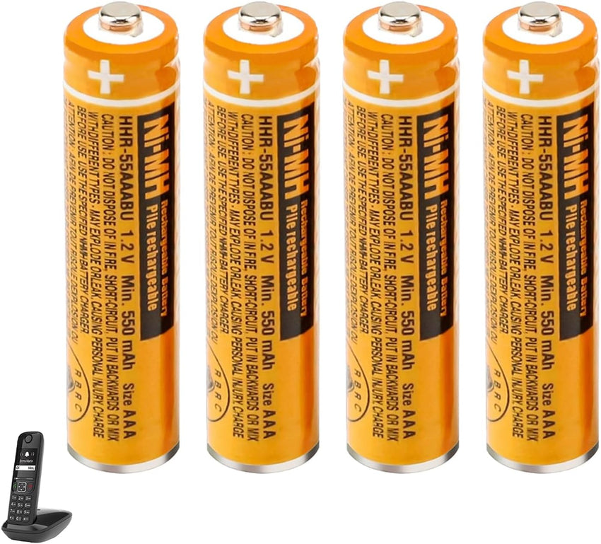 JAPUSOON 4 Pack NI-MH Rechargeable Battery Panasonic HHR-55AAABU 1.2V 550mAh AAA Rechargeable Batteries Cordless Phones