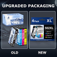 DOUBLE D 502XL Ink Cartridges for Epson 502 502XL Ink Multipack, Work for Epson Expression Home XP-5100 XP-5105 XP-5150 XP-5155 Workforce WF-2860 WF-2865 WF-2880 WF-2885 Printer, 4 Pack
