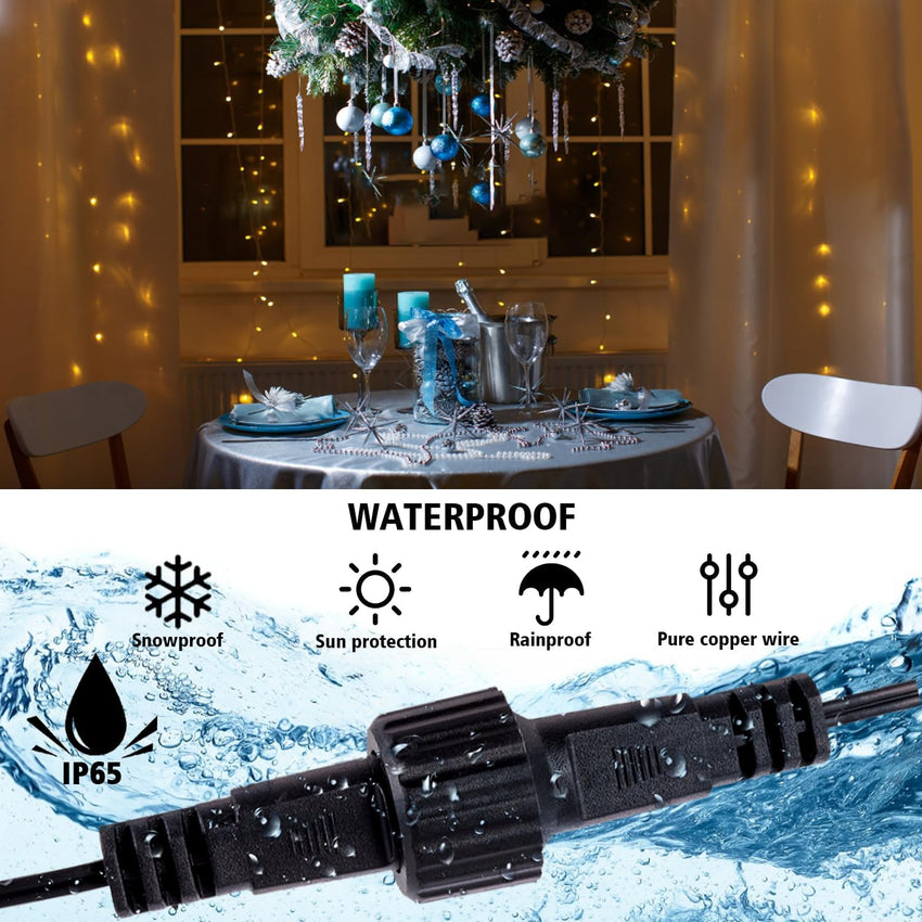 Christmas Lamp Extension Cable, 2 Pin Extension Cable for String Lights, IP44 Waterproof Extension Cable for Globe Lamp, Icicle Lamp, Indoor and Outdoor Light (10M)