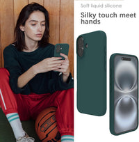YATWIN Silicone Case for iPhone 16, Soft-Touch, Shockproof, DustProof, Antiskid Full Body Armour Phone Cover for Apple iPhone 16 - Dark Green