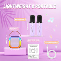 Gralal Karaoke Machine 2 Microphones, Girls Birthday Presents for Girls Toys Age 3-12 Microphone for Kids Toys for 3-12 Year Old Girls Gifts Birthday Gifts for Girls Easter Gifts for Kids