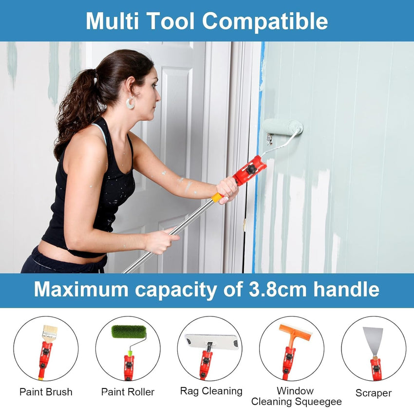 Multiangle Paint Brush Extender Holder Extendable Paint Brush, Universal Paint Brush Extender Tool, Extension Pole Attachment for Paint Brush Used for Ceiling Suitable for Most Rollers Brushes (Red)
