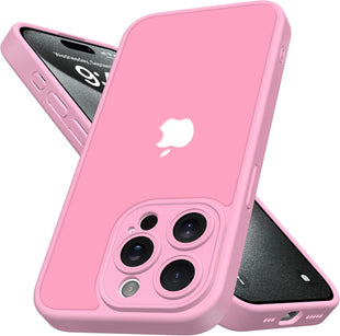 Mootobo for iPhone 15 Pro Case 6.1-Inch, Matte Shockproof Bumper Phone Cover, Military-Grade Protection Ultra Slim 360^0Full Body Frosted Translucent Back Phone case for iPhone 15 Pro (Pink)