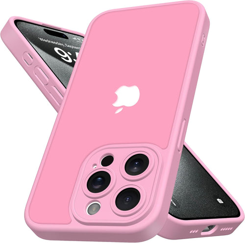 Mootobo for iPhone 15 Pro Case 6.1-Inch, Matte Shockproof Bumper Phone Cover, Military-Grade Protection Ultra Slim 360^0Full Body Frosted Translucent Back Phone case for iPhone 15 Pro (Pink)