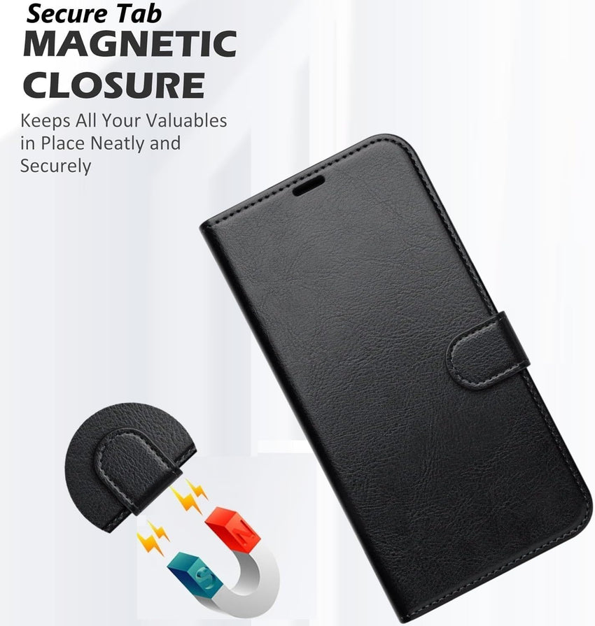 NWNK13 For Samsung A26 / A17 Case with Card Slots Magnetic Closure Kickstand Shockproof Protective Phone Case Compatible for Samsung Galaxy A17/A26 Black
