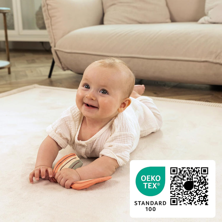 Premium Large Coral Velvet Baby Play Mat 200x150x2.5cm, Grey High-Density Memory Foam Area Rug Stylish Playmat for Floor with Non-Slip Backing for Crawling, Soft Play & Tummy Time - Easy Care Rug