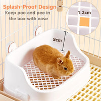 Medium Rabbit Litter Box, Detachable Bunny Corner Toilet with Large Container for Medium&Small Size Animals Bedding Litter Pan Potty Trainer for Small Animals Guinea Pigs Hamsters Galesaur (White)
