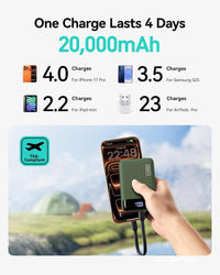 INIU 20000mAh Power Bank 22.5W PD3.0 QC4.0 USB-C Fast Charge Portable Battery Green